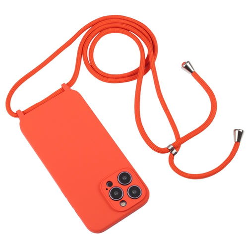 For iPhone 15 Pro Max Crossbody Lanyard Liquid Silicone Case(Orange) - HoMEdemic™ 