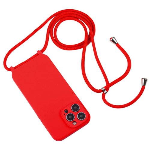 For iPhone 15 Pro Max Crossbody Lanyard Liquid Silicone Case(Red) - HoMEdemic™ 