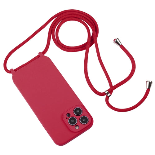 For iPhone 15 Pro Max Crossbody Lanyard Liquid Silicone Case(Rose Red) - HoMEdemic™ 