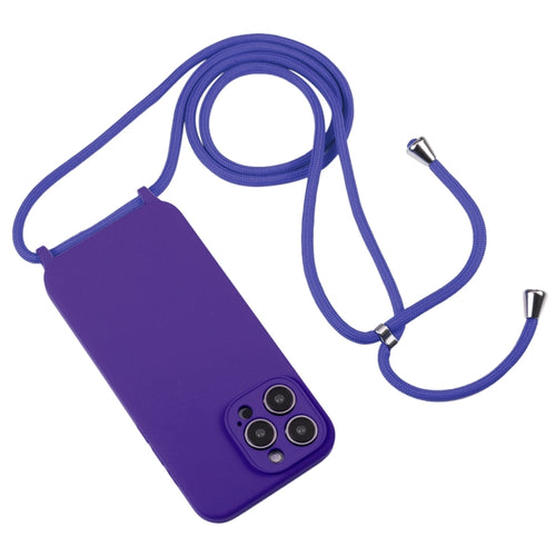 For iPhone 15 Pro Max Crossbody Lanyard Liquid Silicone Case(Purple) - HoMEdemic™ 