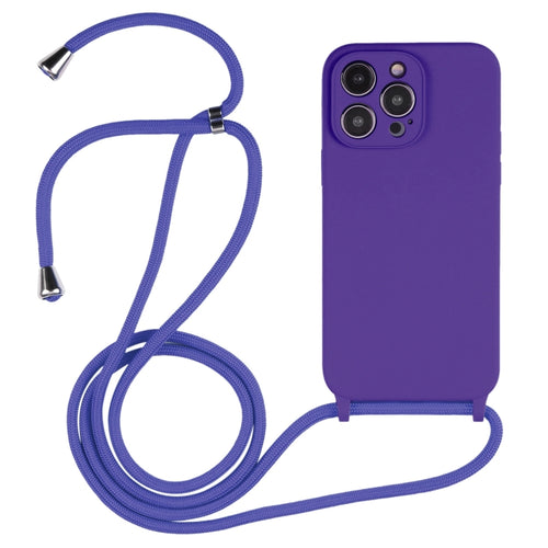 For iPhone 15 Pro Max Crossbody Lanyard Liquid Silicone Case(Purple) - HoMEdemic™ 