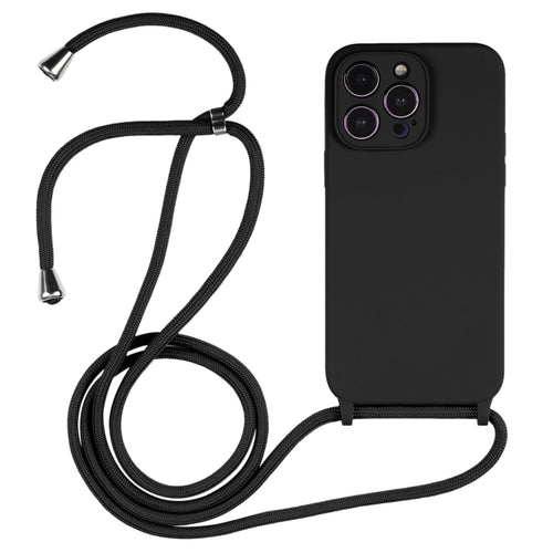 For iPhone 15 Pro Max Crossbody Lanyard Liquid Silicone Case(Black) - HoMEdemic™ 