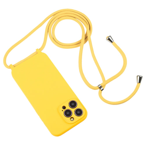 For iPhone 15 Pro Max Crossbody Lanyard Liquid Silicone Case(Yellow) - HoMEdemic™ 