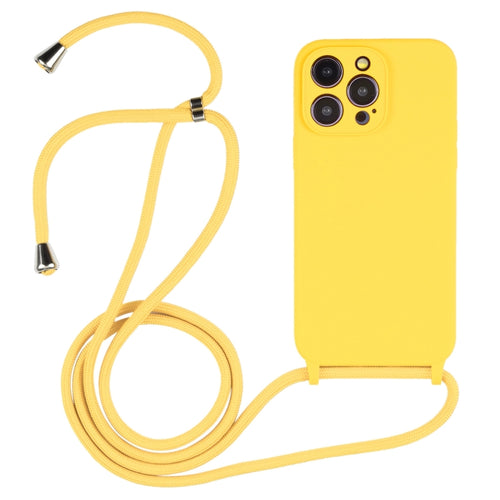 For iPhone 15 Pro Max Crossbody Lanyard Liquid Silicone Case(Yellow) - HoMEdemic™ 