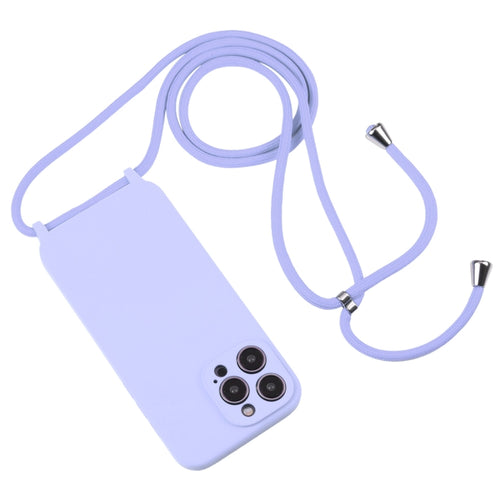 For iPhone 15 Pro Max Crossbody Lanyard Liquid Silicone Case(Light Purple) - HoMEdemic™ 