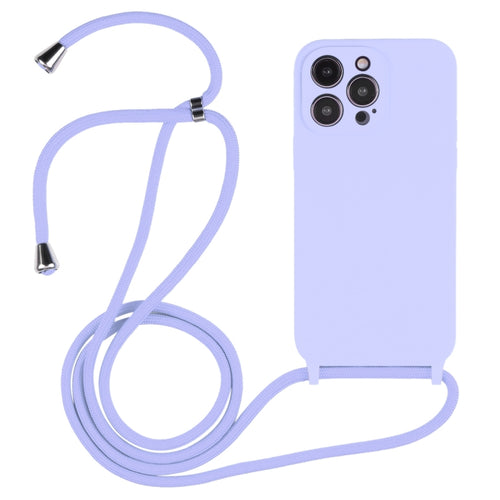 For iPhone 15 Pro Max Crossbody Lanyard Liquid Silicone Case(Light Purple) - HoMEdemic™ 