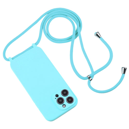 For iPhone 15 Pro Max Crossbody Lanyard Liquid Silicone Case(Ice Blue) - HoMEdemic™ 