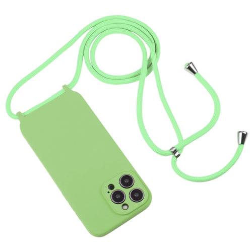 For iPhone 15 Pro Max Crossbody Lanyard Liquid Silicone Case(Matcha Green) - HoMEdemic™ 