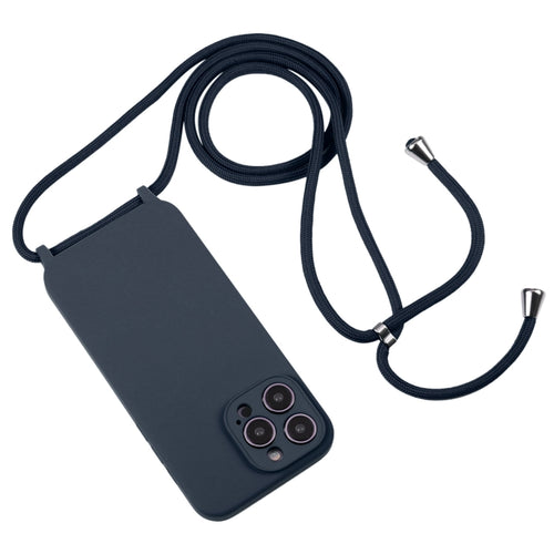 For iPhone 15 Pro Max Crossbody Lanyard Liquid Silicone Case(Midnight Blue) - HoMEdemic™ 