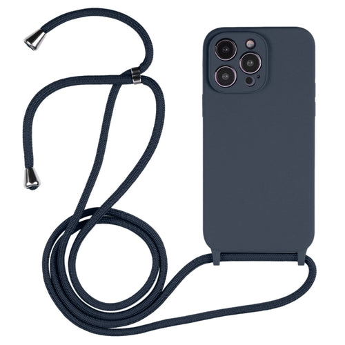 For iPhone 15 Pro Max Crossbody Lanyard Liquid Silicone Case(Midnight Blue) - HoMEdemic™ 