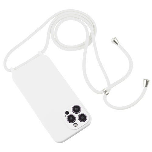 For iPhone 15 Pro Max Crossbody Lanyard Liquid Silicone Case(White) - HoMEdemic™ 