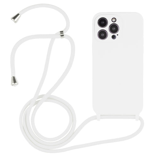 For iPhone 15 Pro Max Crossbody Lanyard Liquid Silicone Case(White) - HoMEdemic™ 