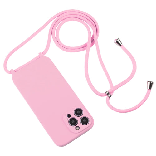 For iPhone 15 Pro Max Crossbody Lanyard Liquid Silicone Case(Pink) - HoMEdemic™ 