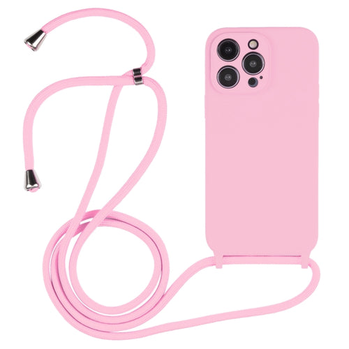 For iPhone 15 Pro Max Crossbody Lanyard Liquid Silicone Case(Pink) - HoMEdemic™ 