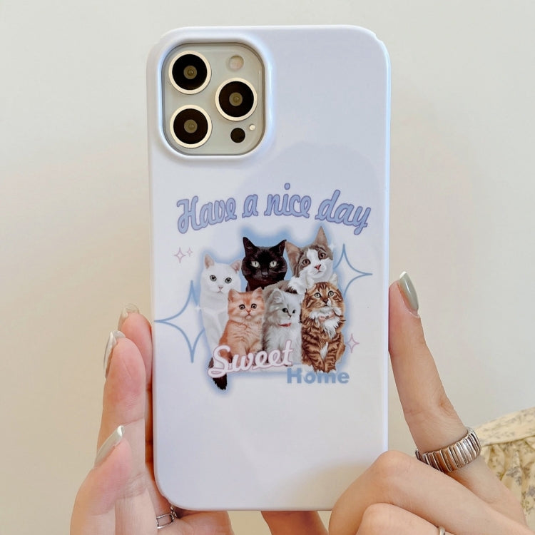 For iPhone 15 Pro Painted Pattern PC Phone Case(SWEET Cats) - HoMEdemic™ 