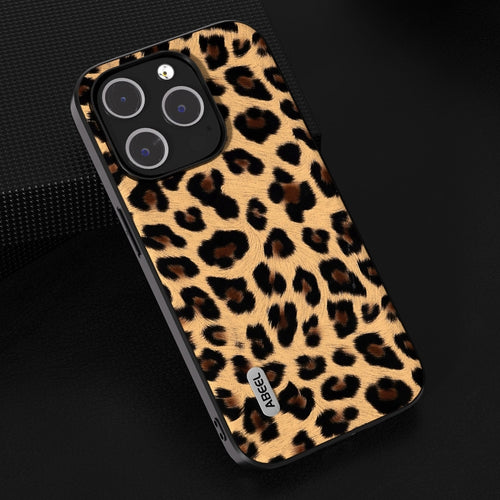 For iPhone 15 Pro Max ABEEL Black Edge Leopard Phone Case(Leopard Print) - HoMEdemic™ 