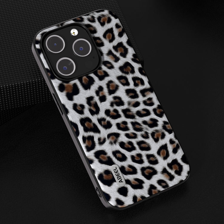 For iPhone 15 Pro ABEEL Black Edge Leopard Phone Case(Silver Leopard) - HoMEdemic™ 