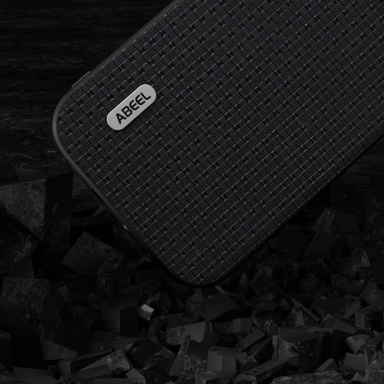 For iPhone 15 Pro ABEEL Genuine Leather Luxury Black Edge Phone Case(Black) - HoMEdemic™ 