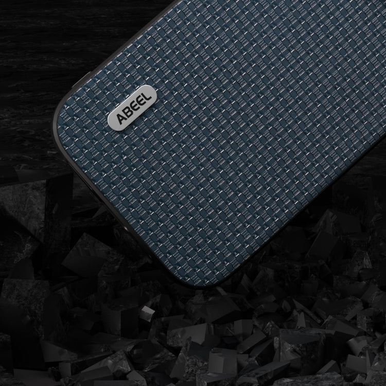 For iPhone 15 Pro ABEEL Genuine Leather Luxury Black Edge Phone Case(Royal Blue) - HoMEdemic™ 