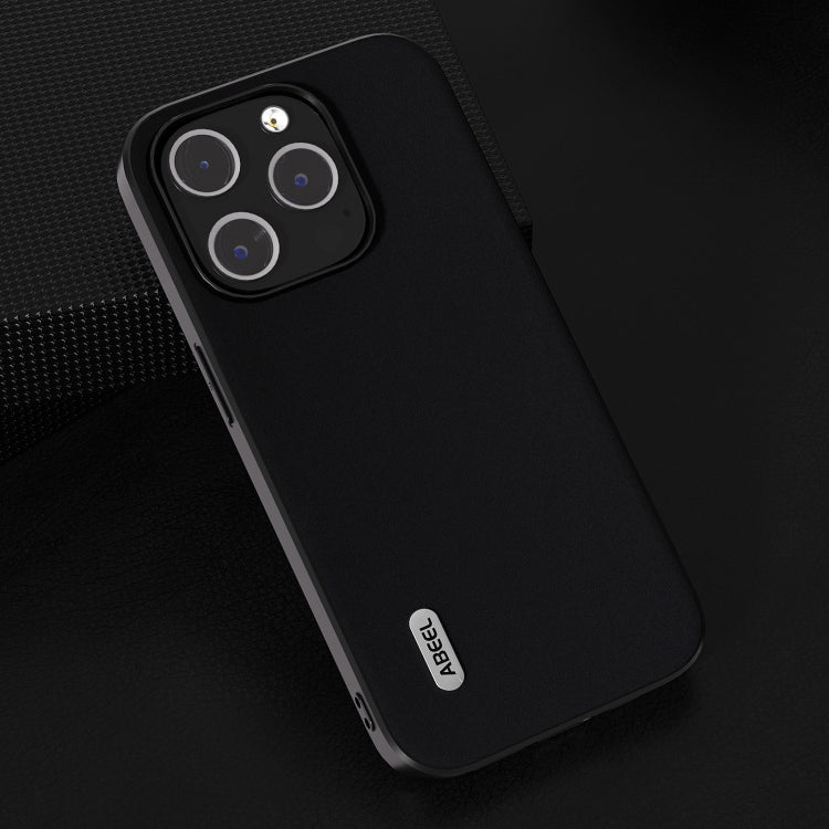 For iPhone 15 Pro ABEEL Genuine Leather Silky Soft Black Edge Phone Case(Black) - HoMEdemic™ 