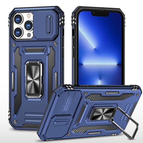 For iPhone 15 Pro Max Armor PC + TPU Camera Shield Phone Case(Navy Blue) - HoMEdemic™ 