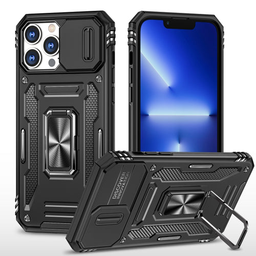 For iPhone 15 Pro Max Armor PC + TPU Camera Shield Phone Case(Black) - HoMEdemic™ 