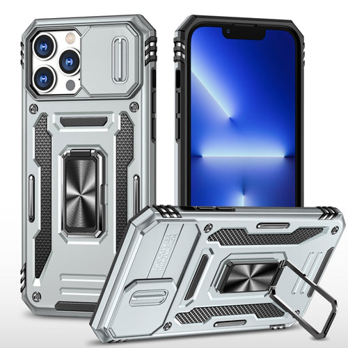 For iPhone 15 Pro Max Armor PC + TPU Camera Shield Phone Case(Grey) - HoMEdemic™ 