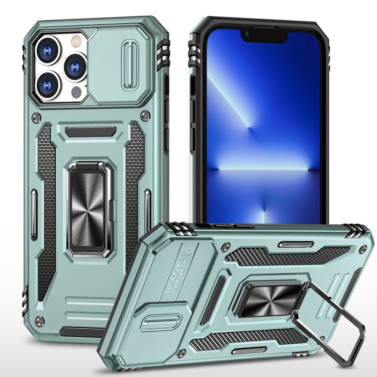For iPhone 15 Pro Armor PC + TPU Camera Shield Phone Case(Alpine Green) - HoMEdemic™ 
