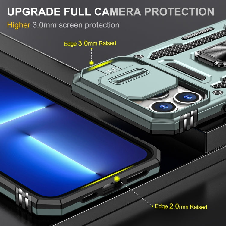 For iPhone 15 Pro Armor PC + TPU Camera Shield Phone Case(Alpine Green) - HoMEdemic™ 