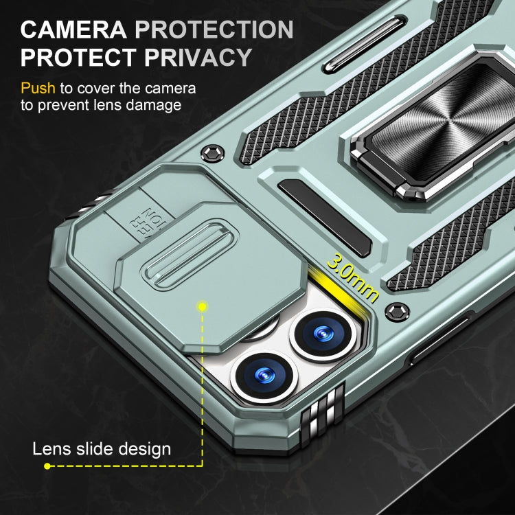 For iPhone 15 Pro Armor PC + TPU Camera Shield Phone Case(Alpine Green) - HoMEdemic™ 