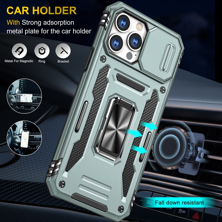 For iPhone 15 Pro Armor PC + TPU Camera Shield Phone Case(Alpine Green) - HoMEdemic™ 