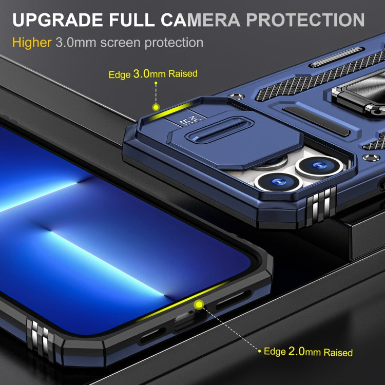 For iPhone 15 Pro Armor PC + TPU Camera Shield Phone Case(Navy Blue) - HoMEdemic™ 