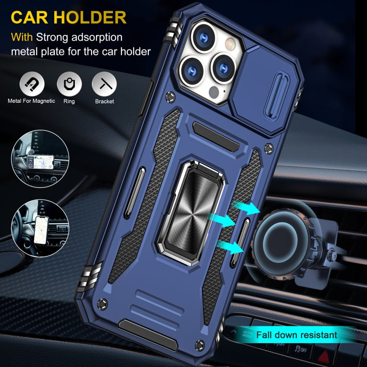 For iPhone 15 Pro Armor PC + TPU Camera Shield Phone Case(Navy Blue) - HoMEdemic™ 