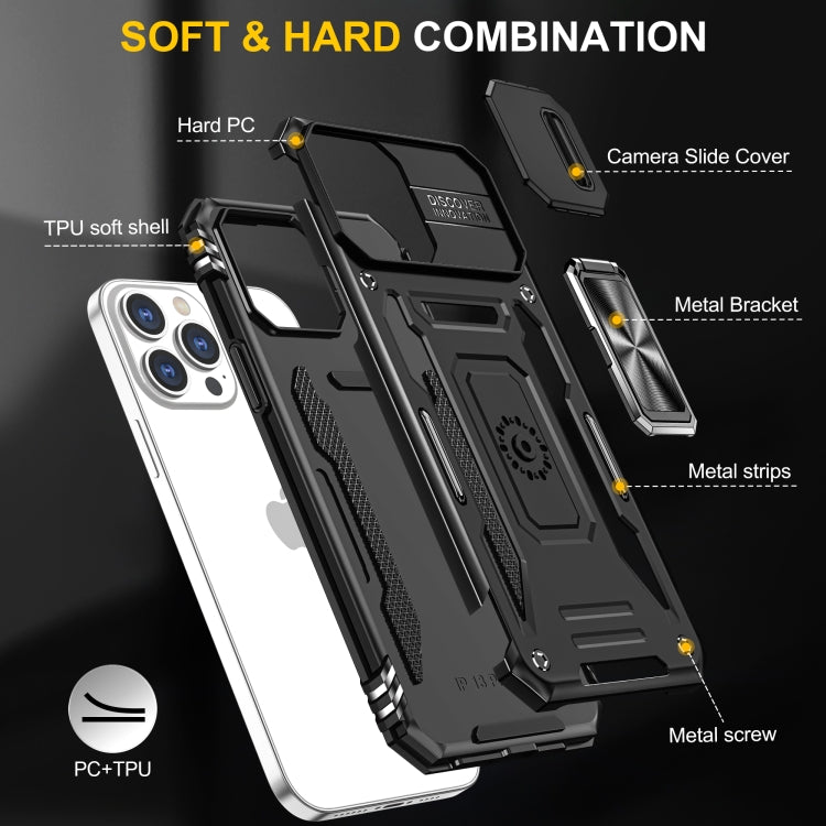 For iPhone 15 Pro Armor PC + TPU Camera Shield Phone Case(Black) - HoMEdemic™ 