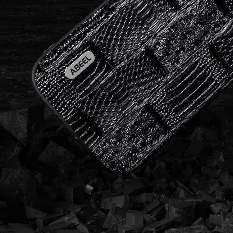 For iPhone 15 Pro ABEEL Genuine Leather Mahjong Pattern Black Edge Phone Case(Black) - HoMEdemic™ 