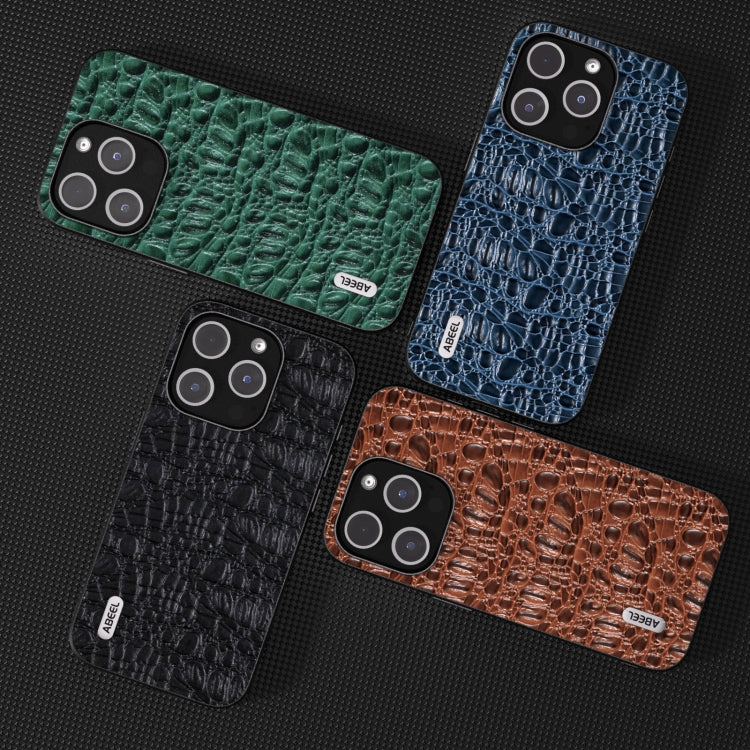 For iPhone 15 Pro ABEEL Genuine Leather Canopy Black Edge Phone Case(Green) - HoMEdemic™ 