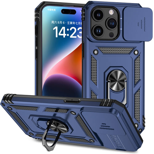 For iPhone 15 Pro Max Sliding Camshield Holder Phone Case(Blue) - HoMEdemic™ 