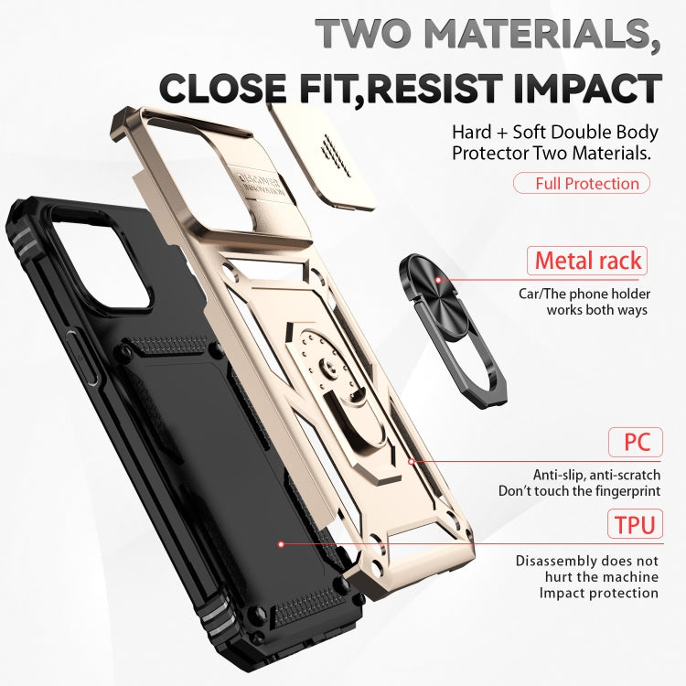 For iPhone 15 Pro Sliding Camshield Holder Phone Case(Gold) - HoMEdemic™ 