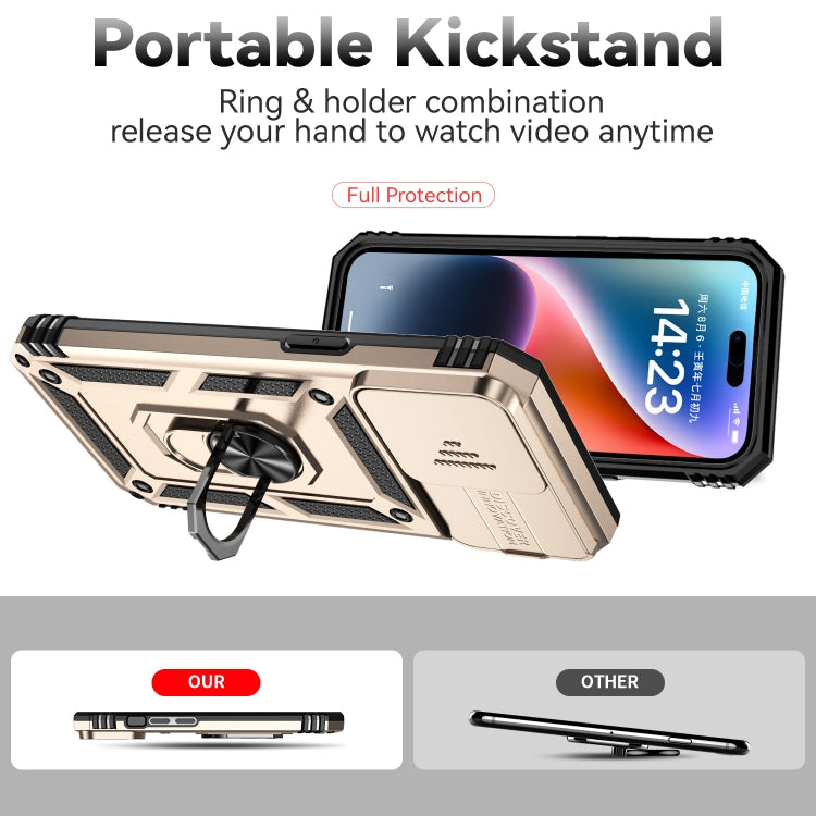 For iPhone 15 Pro Sliding Camshield Holder Phone Case(Gold) - HoMEdemic™ 