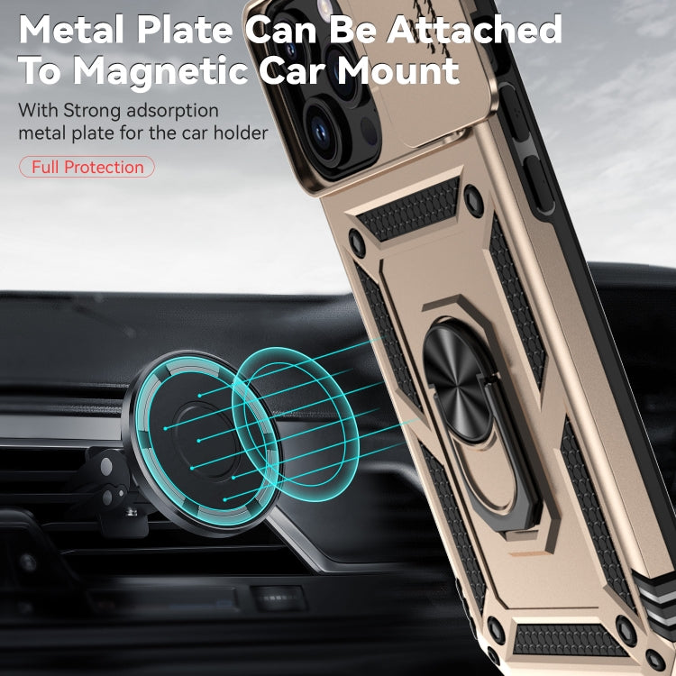 For iPhone 15 Pro Sliding Camshield Holder Phone Case(Gold) - HoMEdemic™ 