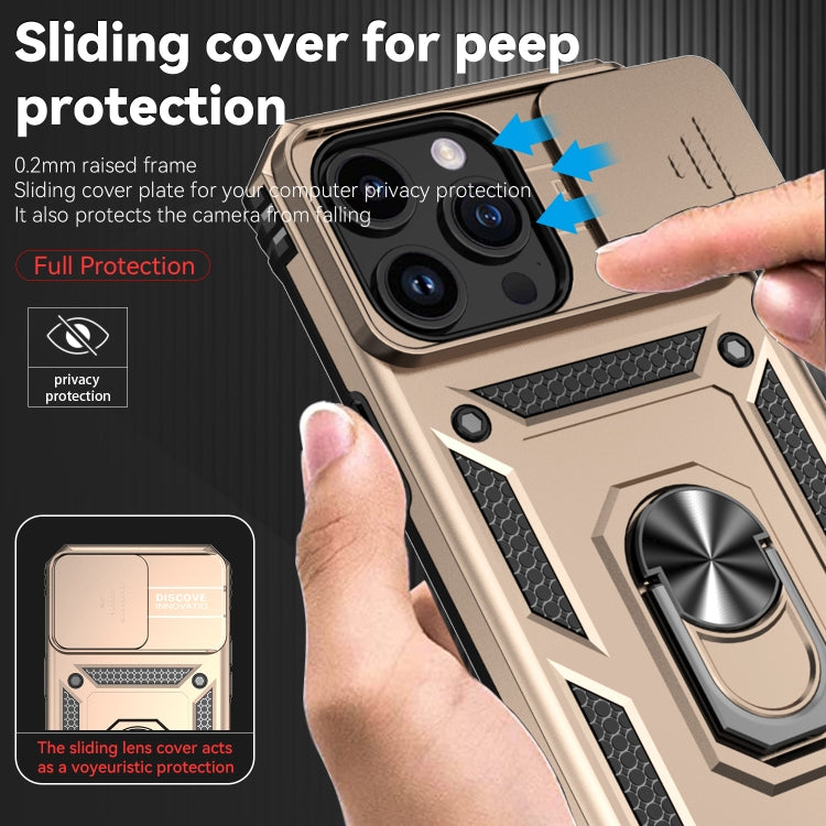For iPhone 15 Pro Sliding Camshield Holder Phone Case(Gold) - HoMEdemic™ 