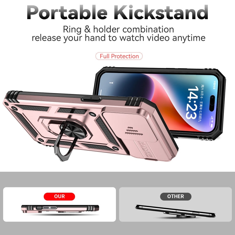 For iPhone 15 Pro Sliding Camshield Holder Phone Case(Rose Gold) - HoMEdemic™ 