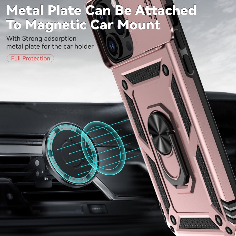 For iPhone 15 Pro Sliding Camshield Holder Phone Case(Rose Gold) - HoMEdemic™ 