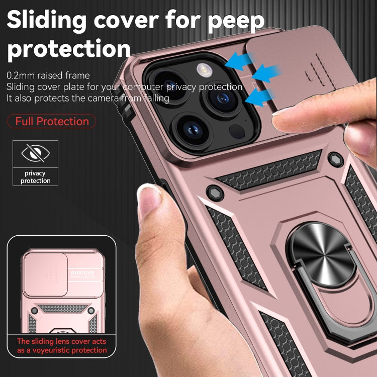 For iPhone 15 Pro Sliding Camshield Holder Phone Case(Rose Gold) - HoMEdemic™ 