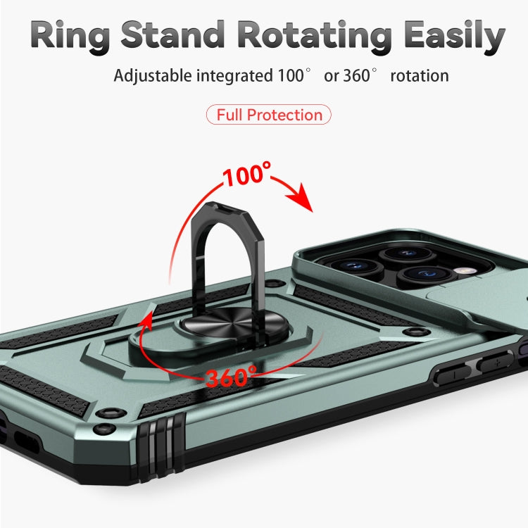 For iPhone 15 Pro Sliding Camshield Holder Phone Case(Dark Green) - HoMEdemic™ 