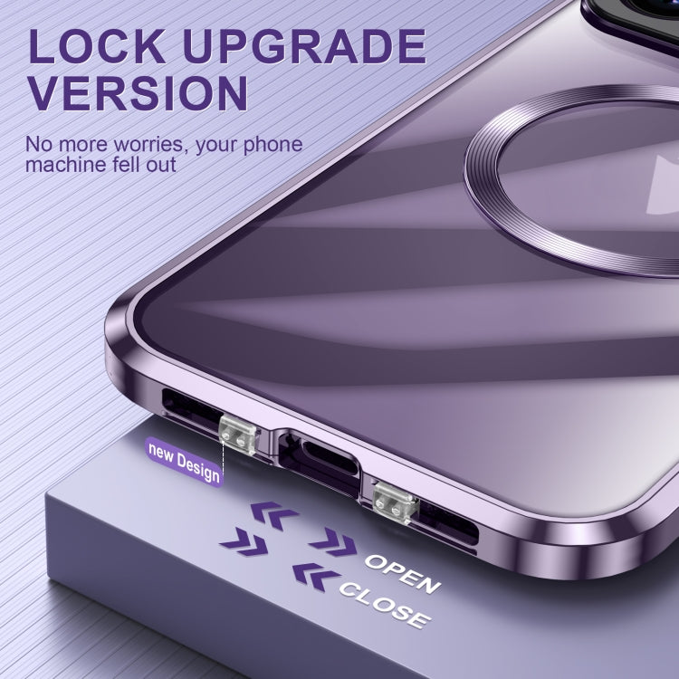 For iPhone 15 Pro Large Window Holder MagSafe Magnetic Metal Phone Case(Purple) - HoMEdemic™ 