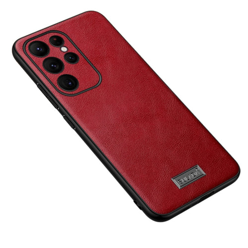 For Samsung Galaxy S24 Ultra 5G SULADA Shockproof TPU + Handmade Leather Phone Case(Red) - HoMEdemic™ 