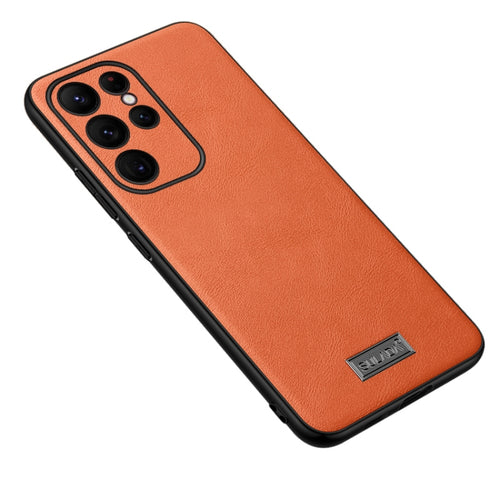 For Samsung Galaxy S24 Ultra 5G SULADA Shockproof TPU + Handmade Leather Phone Case(Orange) - HoMEdemic™ 