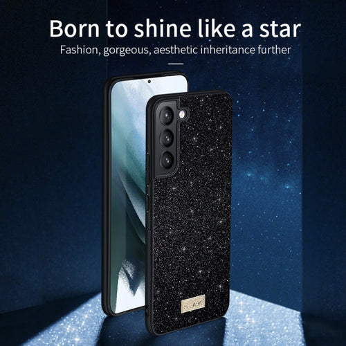 For Samsung Galaxy S24 Ultra 5G SULADA Glittery TPU + Handmade Leather Phone Case(Black) - HoMEdemic™ 