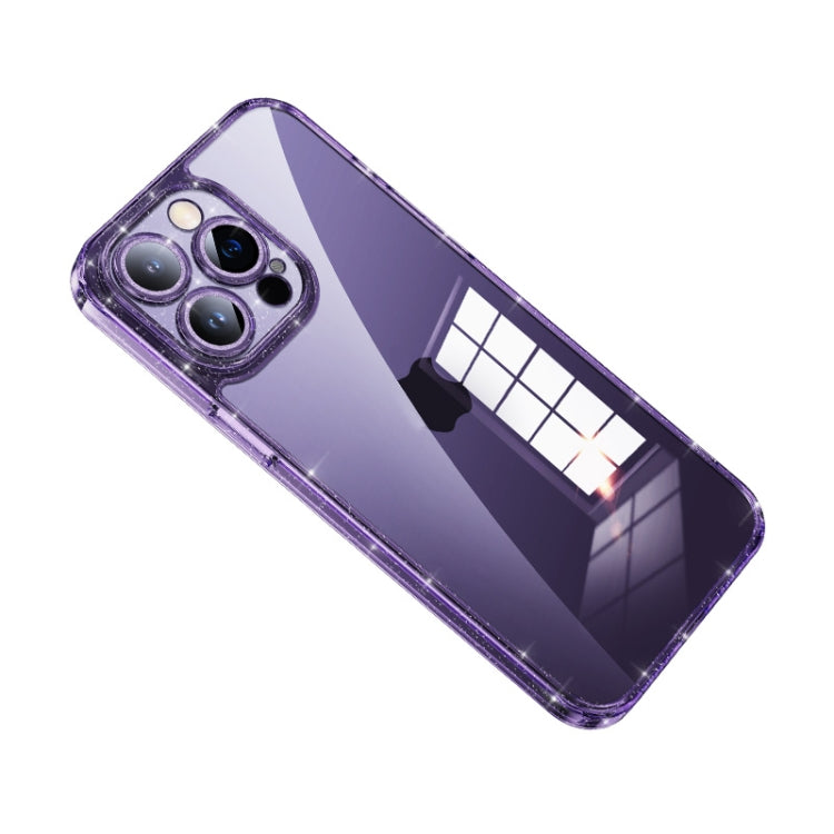 For iPhone 14 Pro SULADA Glittery TPU + Tempered Glass Phone Case(Purple) - HoMEdemic™ 